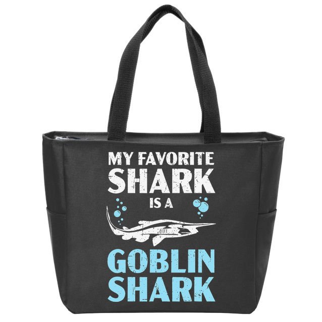My Favorite Shark Is A Goblin Shark Animal Lover Zip Tote Bag