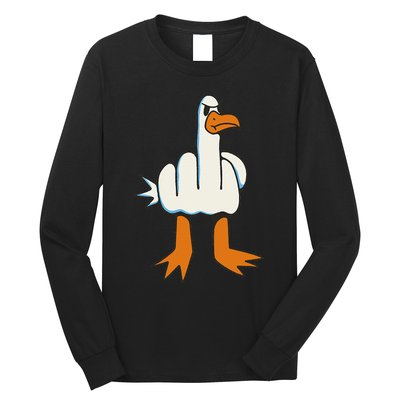 Middle Finger Seagull Long Sleeve Shirt