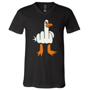 Middle Finger Seagull V-Neck T-Shirt