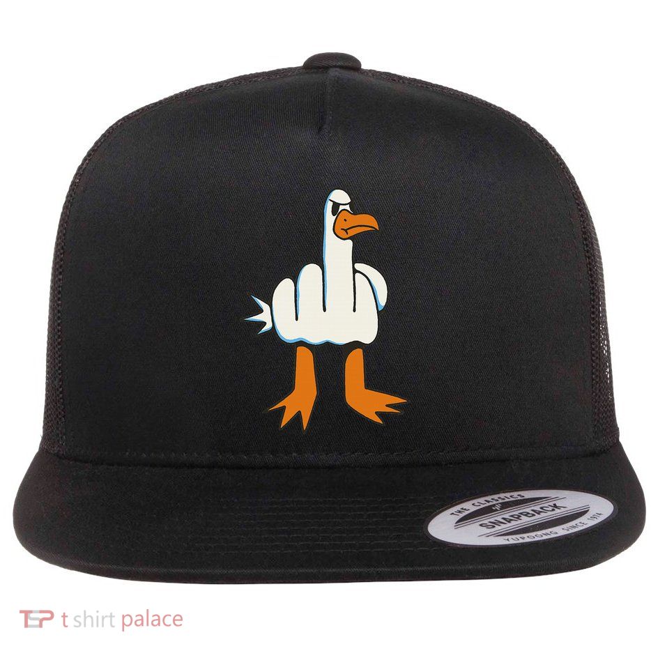 Middle Finger Seagull Flat Bill Trucker Hat