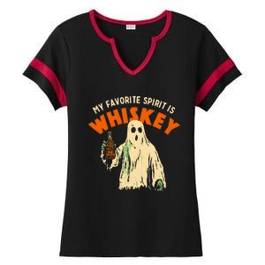 My Favorite Spirit Is Whiskey Ladies Halftime Notch Neck Tee