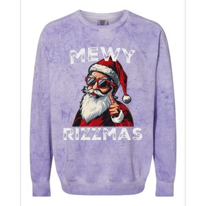 Mewy Funny Santa Mewing Joke Rizz Christmas Colorblast Crewneck Sweatshirt