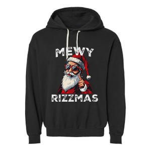 Mewy Funny Santa Mewing Joke Rizz Christmas Garment-Dyed Fleece Hoodie