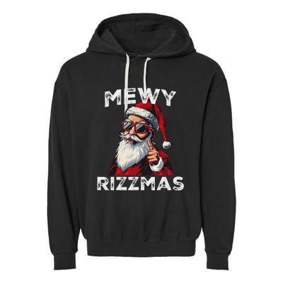 Mewy Funny Santa Mewing Joke Rizz Christmas Garment-Dyed Fleece Hoodie