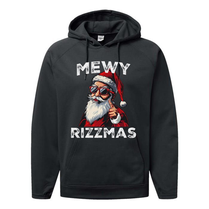 Mewy Funny Santa Mewing Joke Rizz Christmas Performance Fleece Hoodie