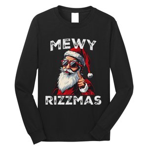 Mewy Funny Santa Mewing Joke Rizz Christmas Long Sleeve Shirt