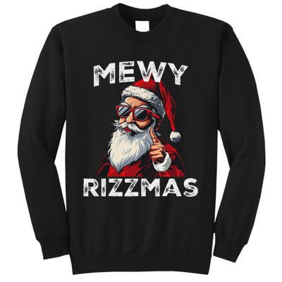 Mewy Funny Santa Mewing Joke Rizz Christmas Sweatshirt