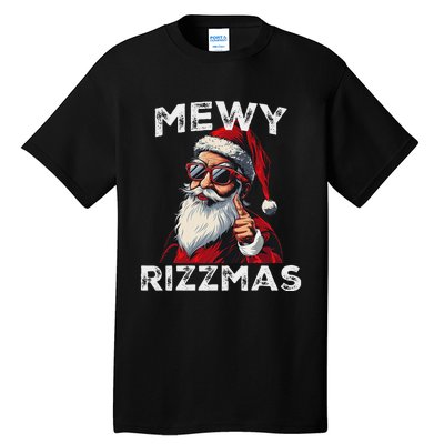 Mewy Funny Santa Mewing Joke Rizz Christmas Tall T-Shirt