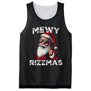 Mewy Funny Santa Mewing Joke Rizz Christmas Mesh Reversible Basketball Jersey Tank