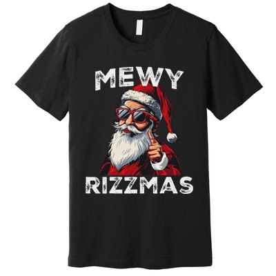 Mewy Funny Santa Mewing Joke Rizz Christmas Premium T-Shirt