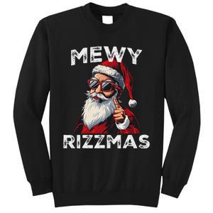 Mewy Funny Santa Mewing Joke Rizz Christmas Tall Sweatshirt