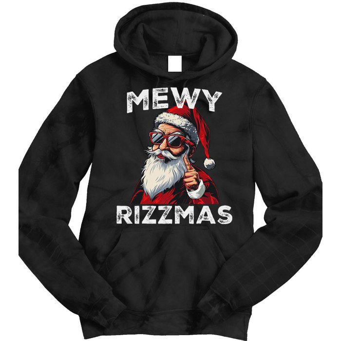 Mewy Funny Santa Mewing Joke Rizz Christmas Tie Dye Hoodie