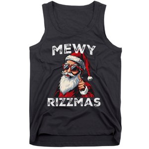 Mewy Funny Santa Mewing Joke Rizz Christmas Tank Top