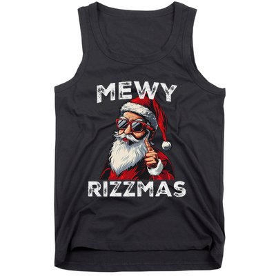 Mewy Funny Santa Mewing Joke Rizz Christmas Tank Top