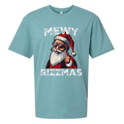 Mewy Funny Santa Mewing Joke Rizz Christmas Sueded Cloud Jersey T-Shirt