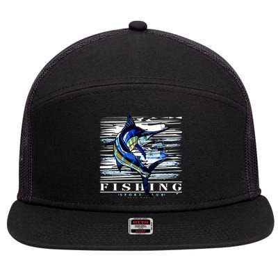 Marlin Fishing Sport Club 7 Panel Mesh Trucker Snapback Hat