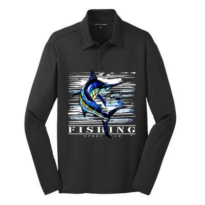 Marlin Fishing Sport Club Silk Touch Performance Long Sleeve Polo