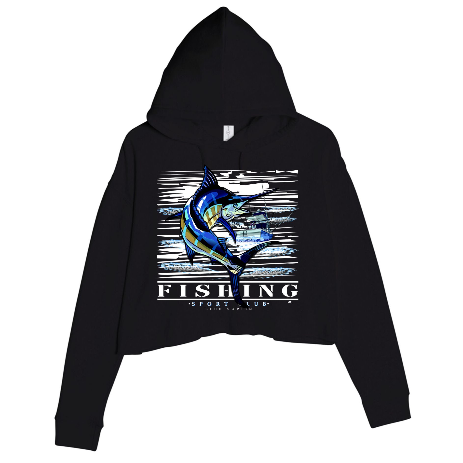 Marlin Fishing Sport Club Crop Fleece Hoodie