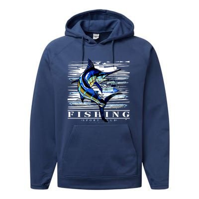 Marlin Fishing Sport Club Performance Fleece Hoodie