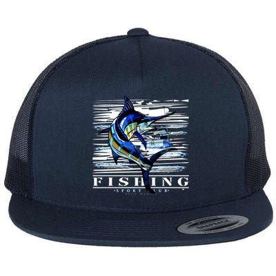 Marlin Fishing Sport Club Flat Bill Trucker Hat