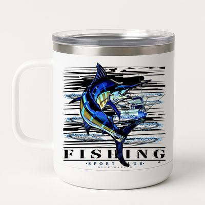 Marlin Fishing Sport Club 12 oz Stainless Steel Tumbler Cup