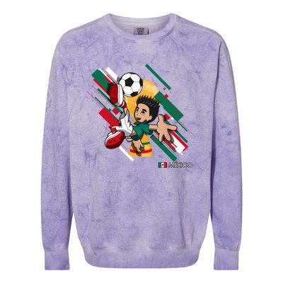 Mexico Football Soccer Playing Soccer Goal Dabbing Colorblast Crewneck Sweatshirt