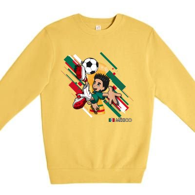 Mexico Football Soccer Playing Soccer Goal Dabbing Premium Crewneck Sweatshirt