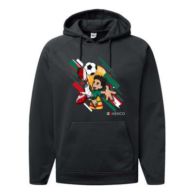 Mexico Football Soccer Playing Soccer Goal Dabbing Performance Fleece Hoodie