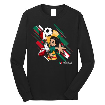 Mexico Football Soccer Playing Soccer Goal Dabbing Long Sleeve Shirt