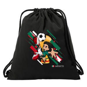 Mexico Football Soccer Playing Soccer Goal Dabbing Drawstring Bag