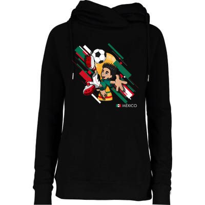 Mexico Football Soccer Playing Soccer Goal Dabbing Womens Funnel Neck Pullover Hood