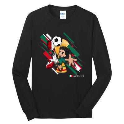 Mexico Football Soccer Playing Soccer Goal Dabbing Tall Long Sleeve T-Shirt