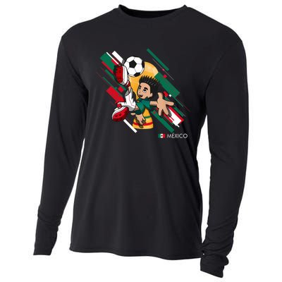 Mexico Football Soccer Playing Soccer Goal Dabbing Cooling Performance Long Sleeve Crew