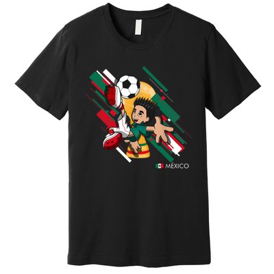 Mexico Football Soccer Playing Soccer Goal Dabbing Premium T-Shirt