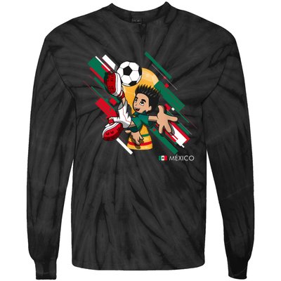 Mexico Football Soccer Playing Soccer Goal Dabbing Tie-Dye Long Sleeve Shirt