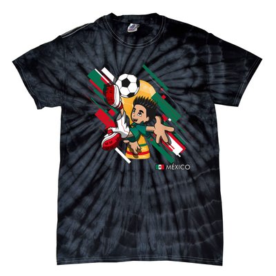 Mexico Football Soccer Playing Soccer Goal Dabbing Tie-Dye T-Shirt