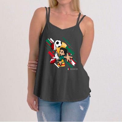 Mexico Football Soccer Playing Soccer Goal Dabbing Women's Strappy Tank