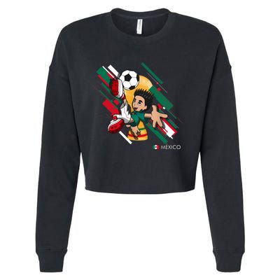 Mexico Football Soccer Playing Soccer Goal Dabbing Cropped Pullover Crew