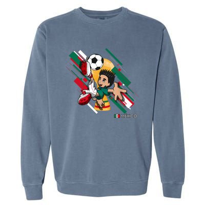 Mexico Football Soccer Playing Soccer Goal Dabbing Garment-Dyed Sweatshirt