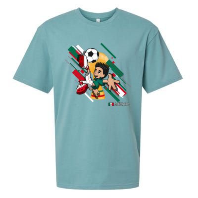 Mexico Football Soccer Playing Soccer Goal Dabbing Sueded Cloud Jersey T-Shirt