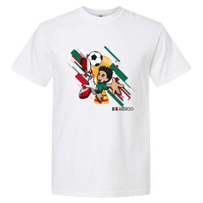 Mexico Football Soccer Playing Soccer Goal Dabbing Garment-Dyed Heavyweight T-Shirt