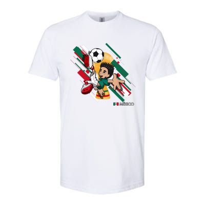 Mexico Football Soccer Playing Soccer Goal Dabbing Softstyle CVC T-Shirt