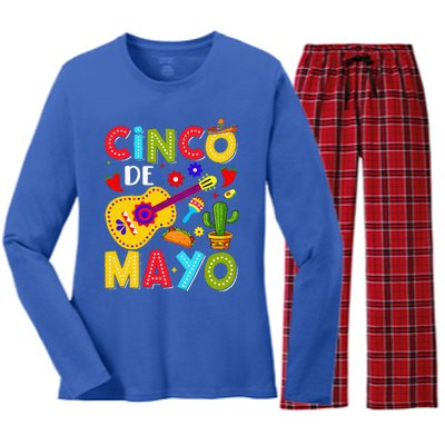 Mexican Fiesta Squad 5 De Mayo Women's Long Sleeve Flannel Pajama Set 