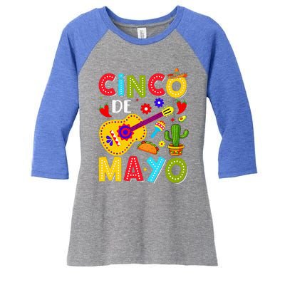 Mexican Fiesta Squad 5 De Mayo Women's Tri-Blend 3/4-Sleeve Raglan Shirt