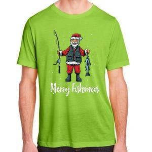 Merry Fishmas Santa Christmas Fisherman Adult ChromaSoft Performance T-Shirt