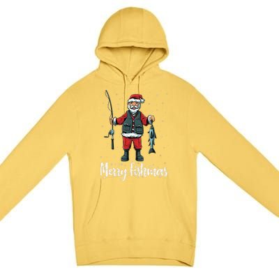 Merry Fishmas Santa Christmas Fisherman Premium Pullover Hoodie