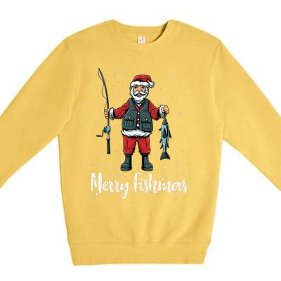 Merry Fishmas Santa Christmas Fisherman Premium Crewneck Sweatshirt