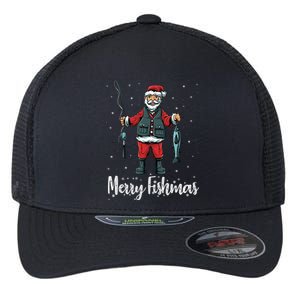 Merry Fishmas Santa Christmas Fisherman Flexfit Unipanel Trucker Cap