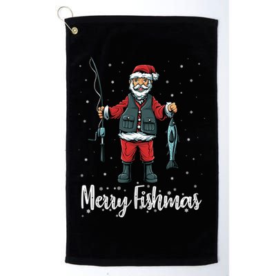 Merry Fishmas Santa Christmas Fisherman Platinum Collection Golf Towel