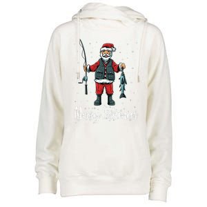 Merry Fishmas Santa Christmas Fisherman Womens Funnel Neck Pullover Hood